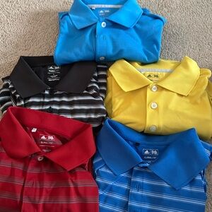 5 Climalite Adidas polo shirts. Sold together!